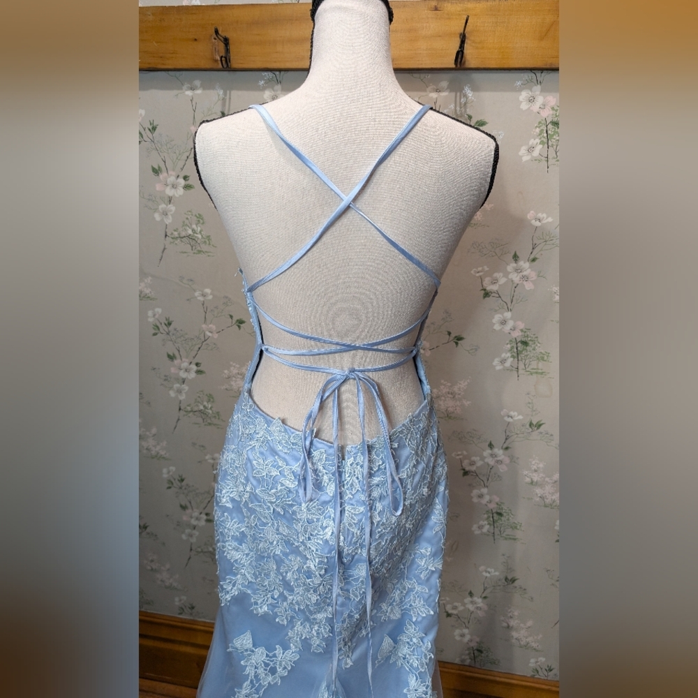 Blue Floral Prom Dress - Picture 12 of 12